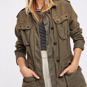 Free People Not Your Brother's Military Style Jacket Olive Moss